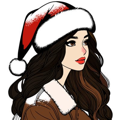realistic girl in santa hat