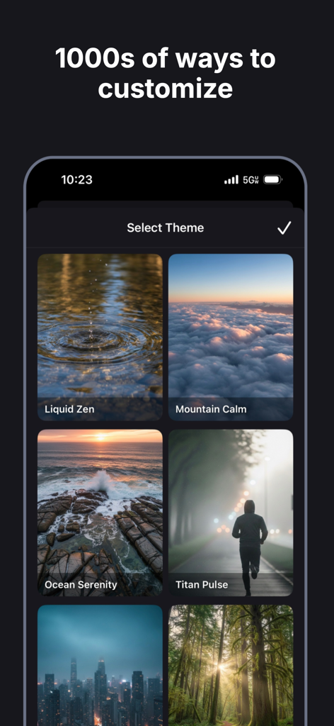 Rize Daily Motivation - Interface of the Rize app showing various aesthetic themes for personalizing motivational quotes.
