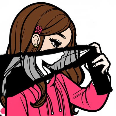 a realistic girl spray painting