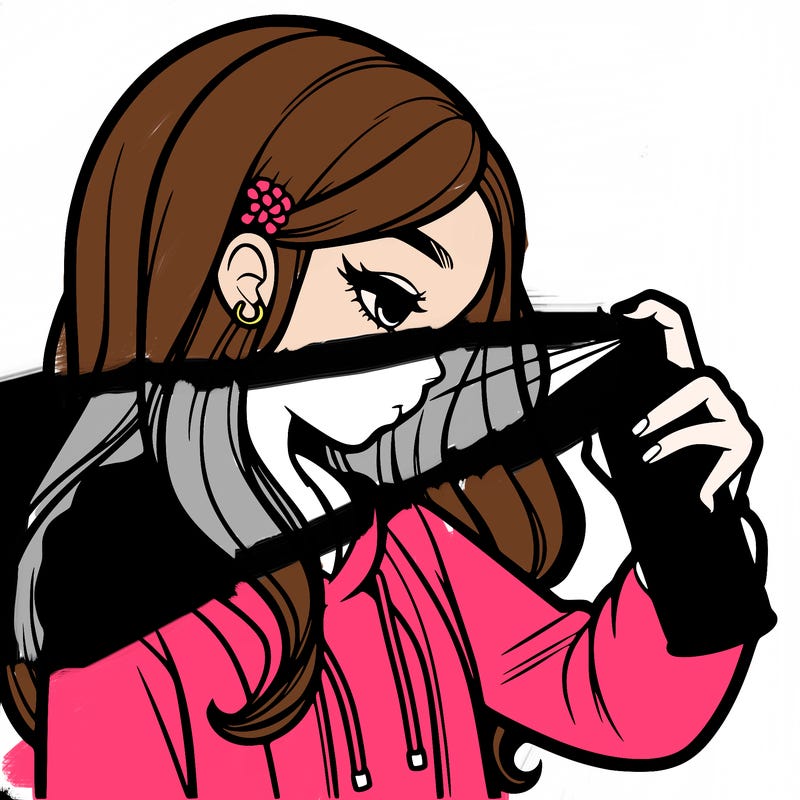 a realistic girl spray painting