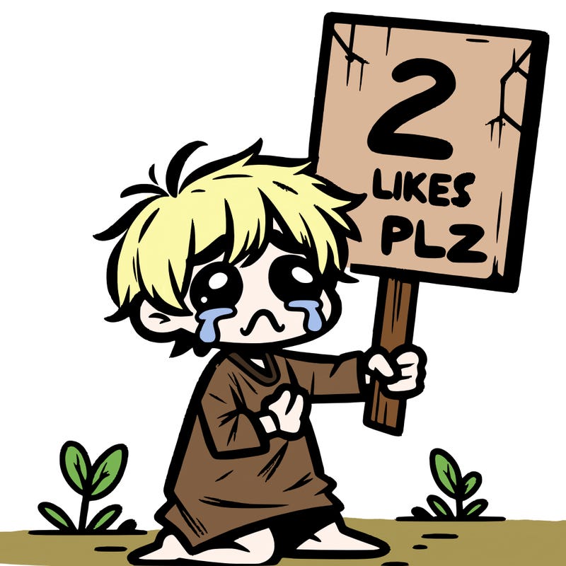 small poor toddler crying with sign that says 2 like plz