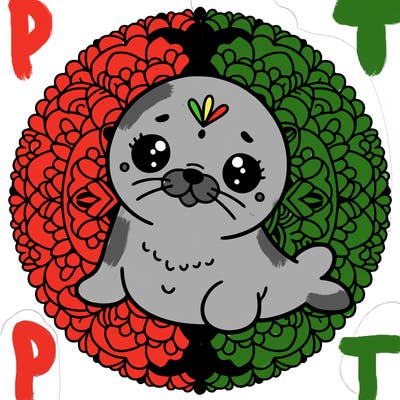a cute baby seal mandala