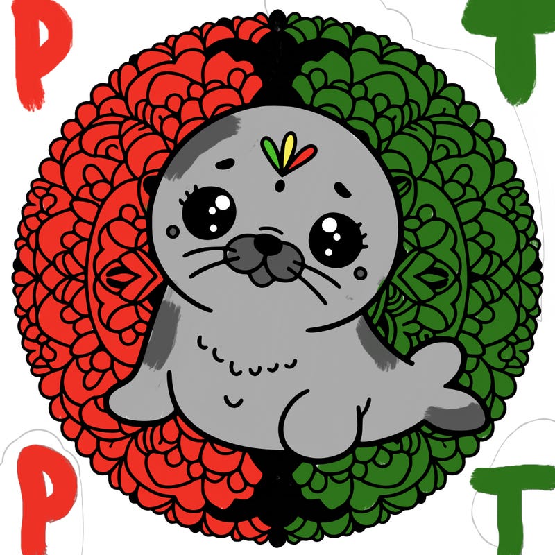 a cute baby seal mandala