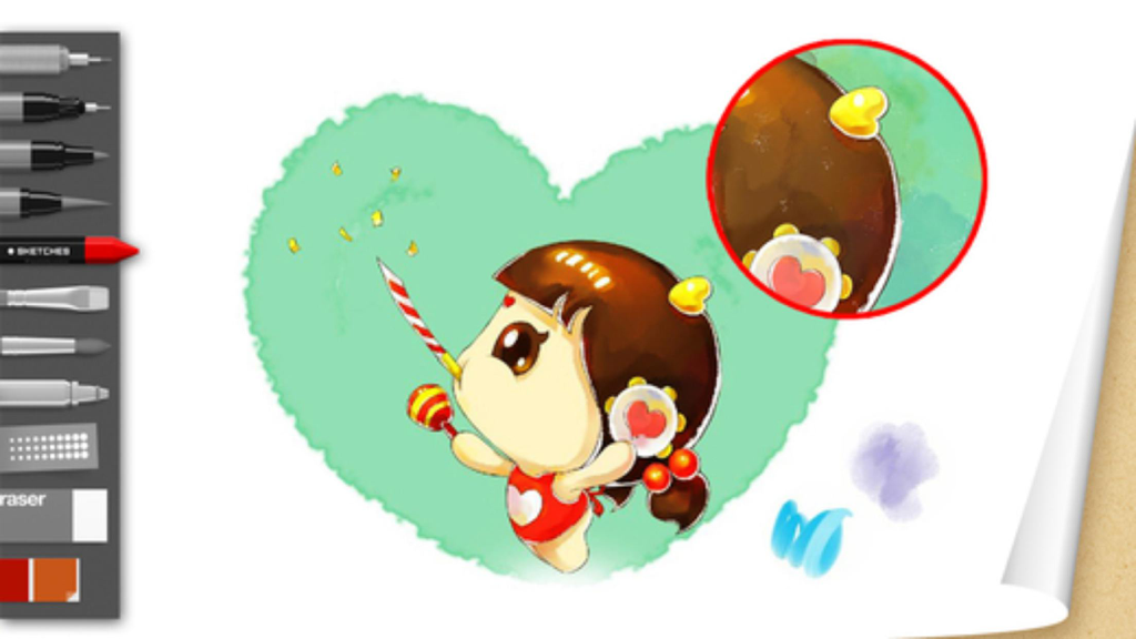 Genius Sketches - Draw, Paint, Doodle & Sketch Art - Digital drawing of a cute character using Genius Sketches app tools