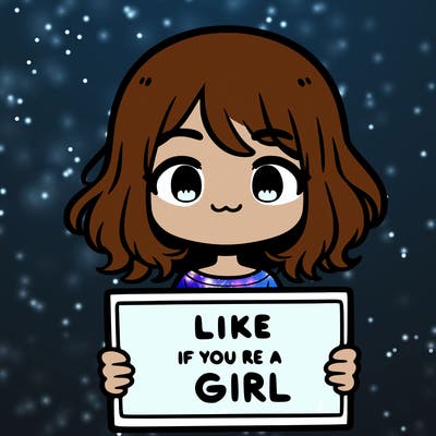 a cute girl holding a sign that says like if you’re a girl