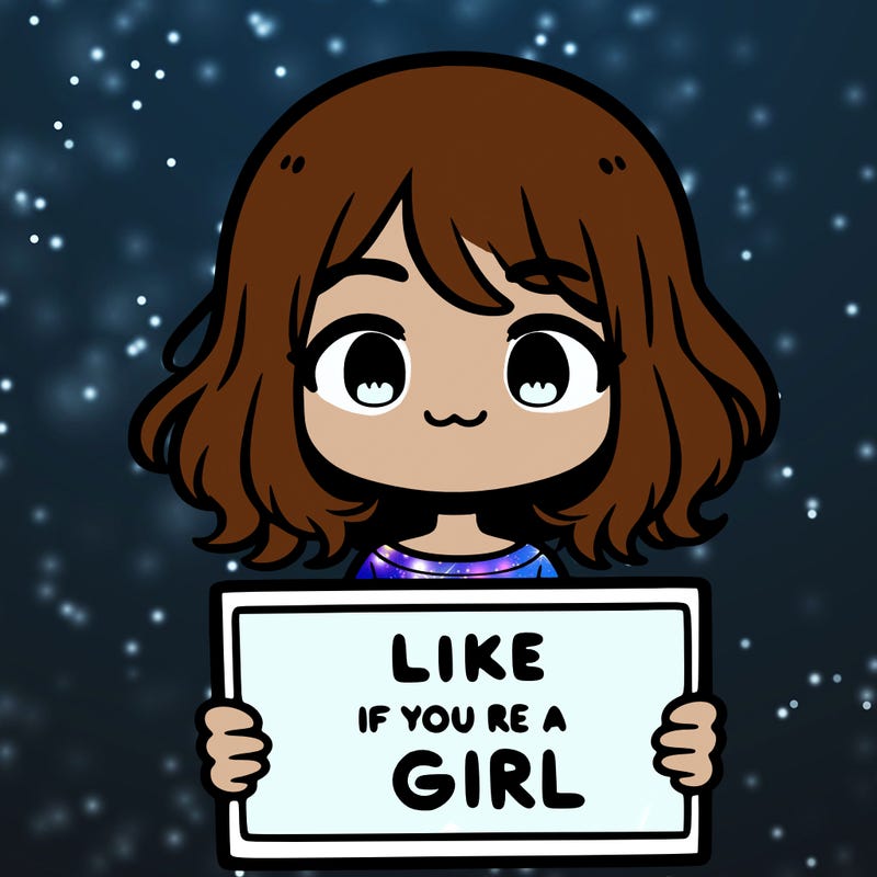a cute girl holding a sign that says like if you’re a girl