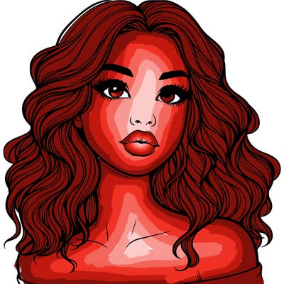 realistic girl with wavy hair and lips