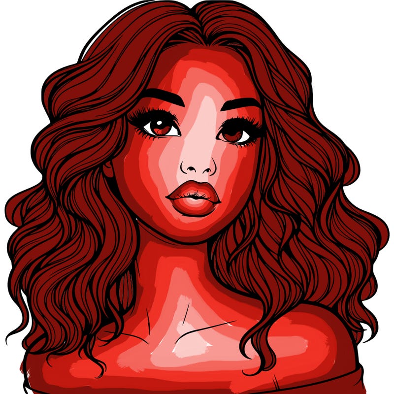realistic girl with wavy hair and lips