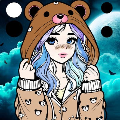realistic girl in a animal pjs hoodie