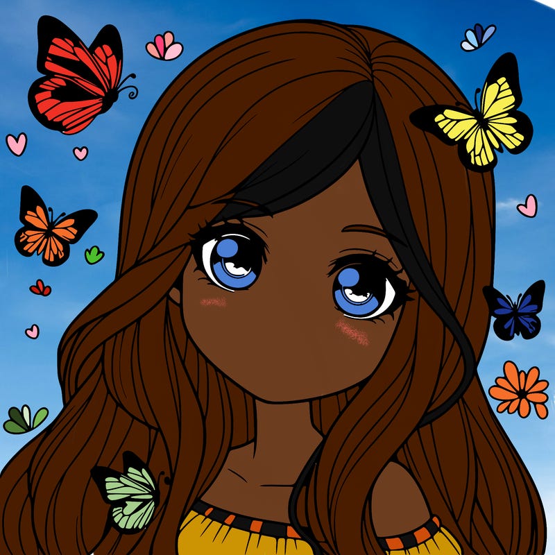 realistic girl with butterflies around her