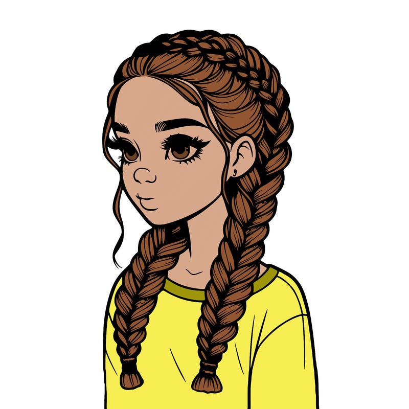 realistic girl with braids