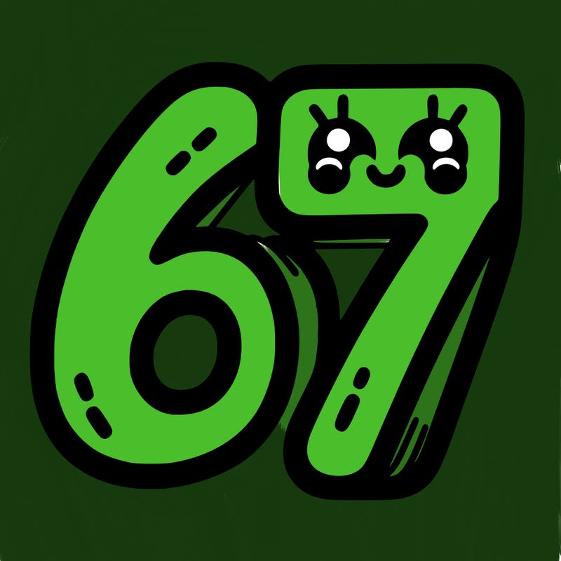 the numbers 67