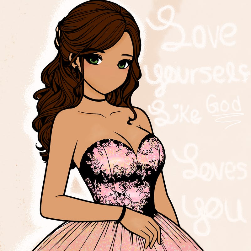 realistic girl in prom dress
