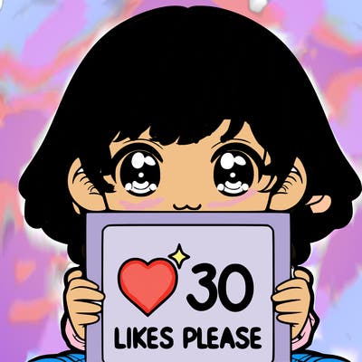 ma girl holding a a sign that says 30 likes please
