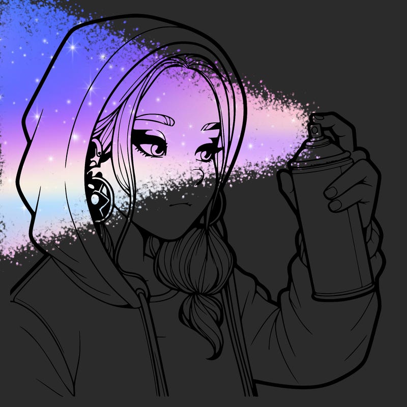 a realistic girl, spray painting