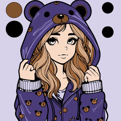 realistic girl in a animal pjs hoodie