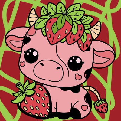 cute strawberry cow