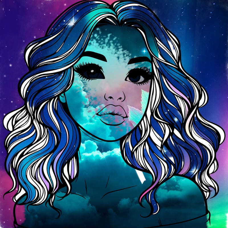 realistic girl with wavy hair and lips