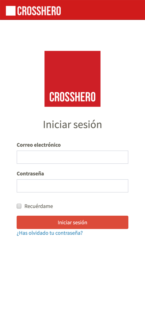 CrossHero - CrossHero app login screen with email and password fields