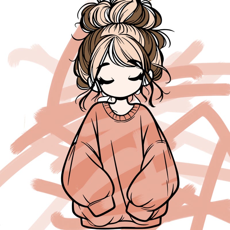 girl with baggy sweatshirt and messy bun