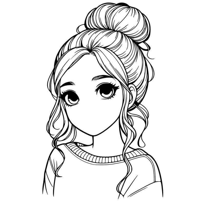 realistic girl with bun