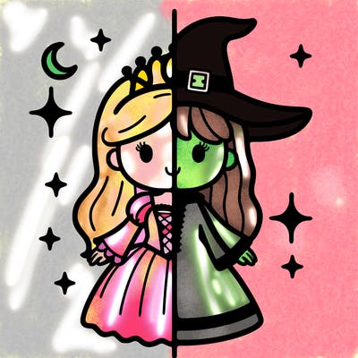 split princess and witch