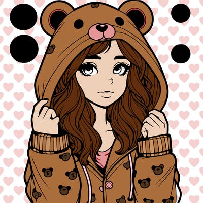 realistic girl in a animal pjs hoodie