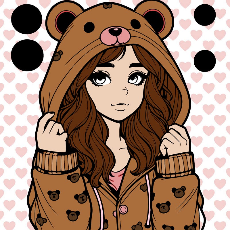 realistic girl in a animal pjs hoodie