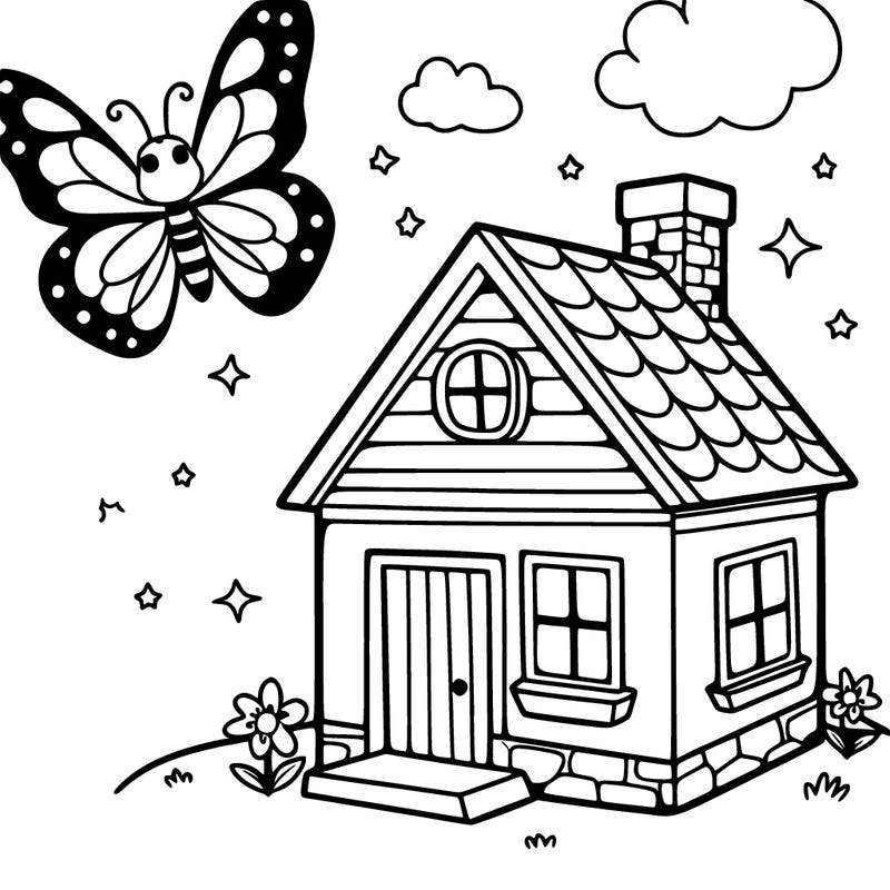 a butterfly and a house