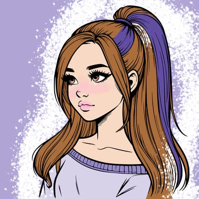 realistic girl with a high ponytail