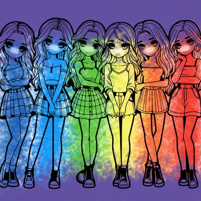 a group of girls realistic