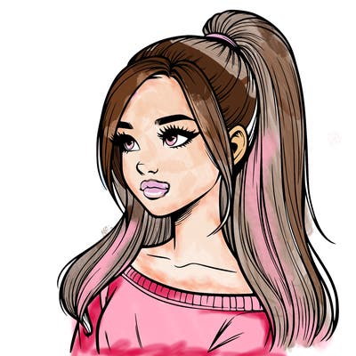 realistic girl with a high ponytail