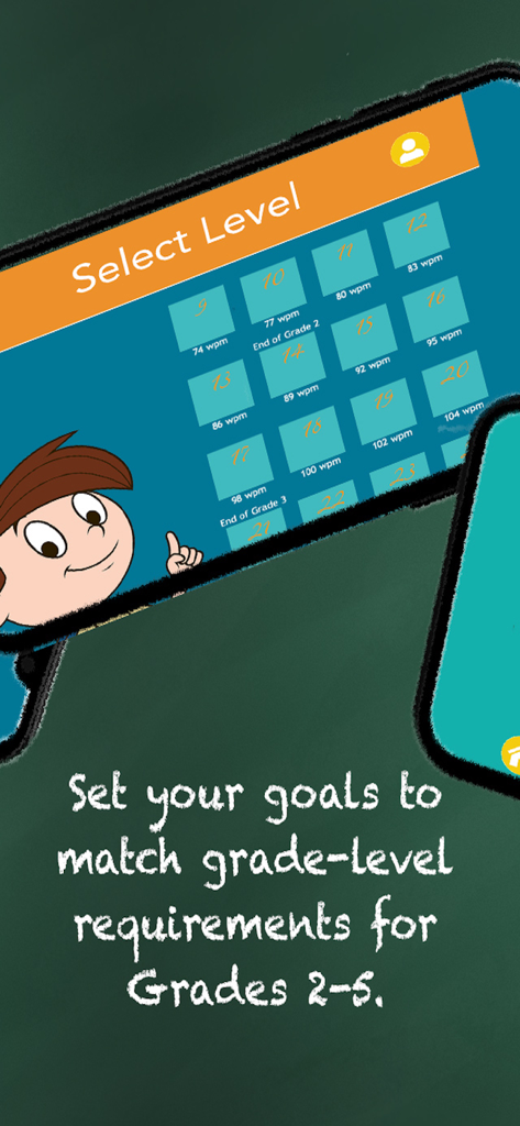 Reading Speed/Fluency Builder. - Level selection screen showing words per minute targets for grades two to five