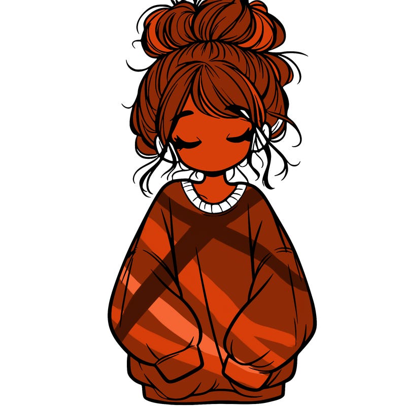 girl with baggy sweatshirt and messy bun
