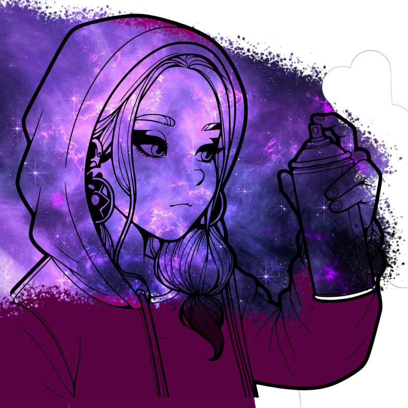 a realistic girl, spray painting