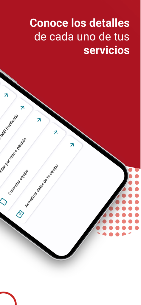 Interfaz de la aplicación Mi Claro Colombia mostrando opciones de gestión de servicios móviles y dispositivos en español.