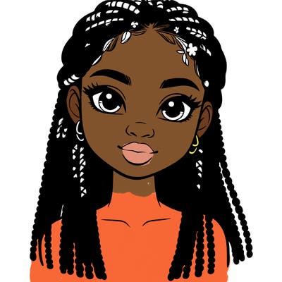 a realistic black girl with braids
