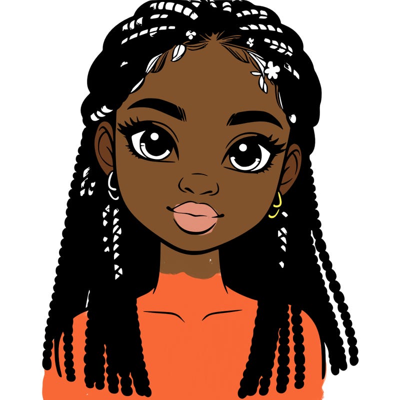 a realistic black girl with braids