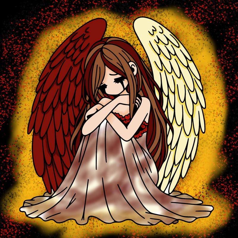 ethereal girl in grief, lonely and heartbroken