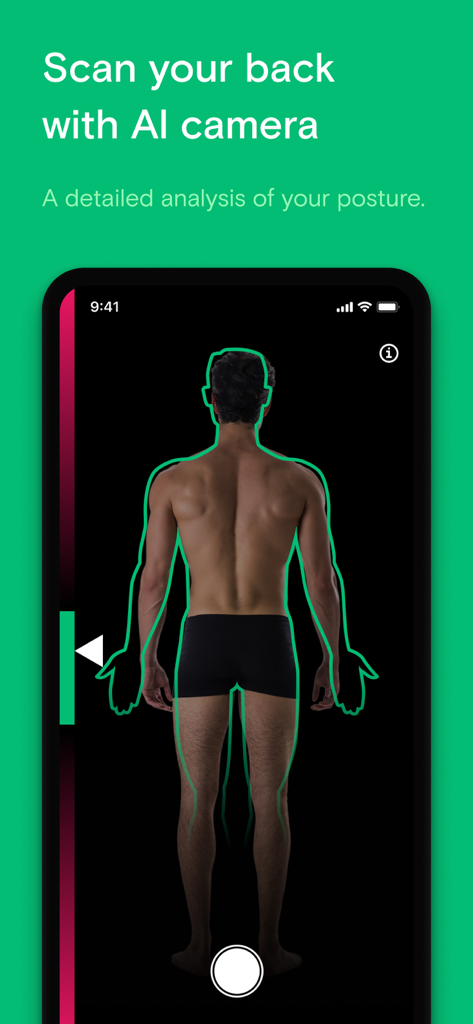Neatsy AI health assistant - A user scanning their back with the Neatsy AI camera for a detailed posture analysis.