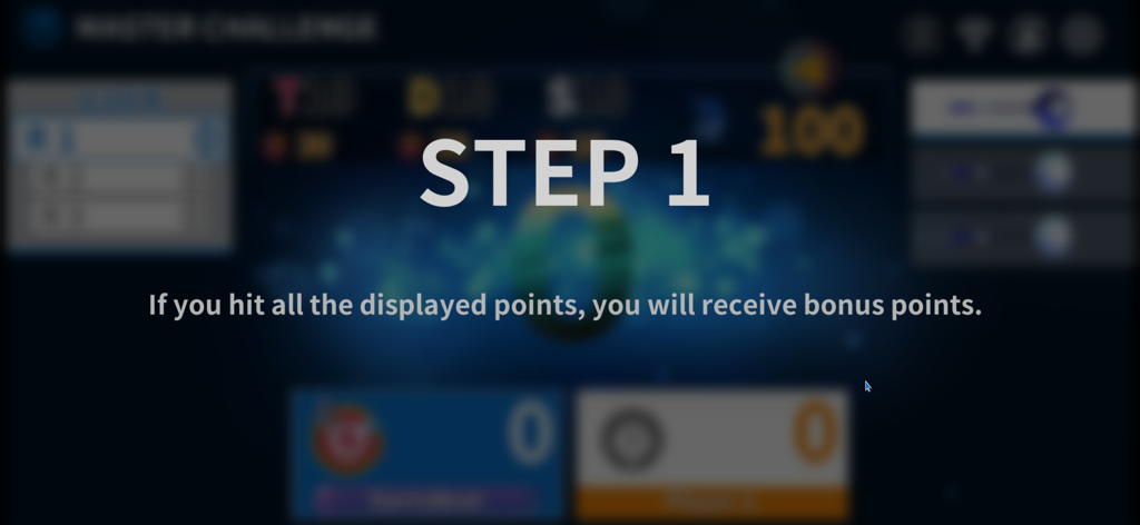 DartsBeat Home - DartsBeat Home app screen showing Step 1 instructions for the Master Challenge mode