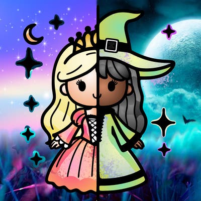 split princess and witch