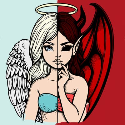 realistic angel half demon