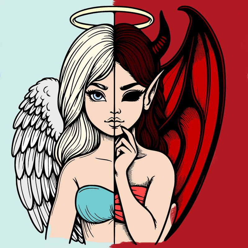 realistic angel half demon