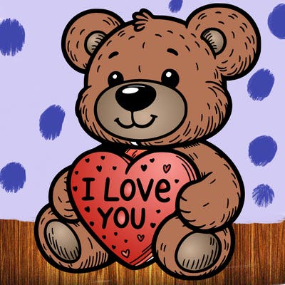 teddy bear holding an i love you heart