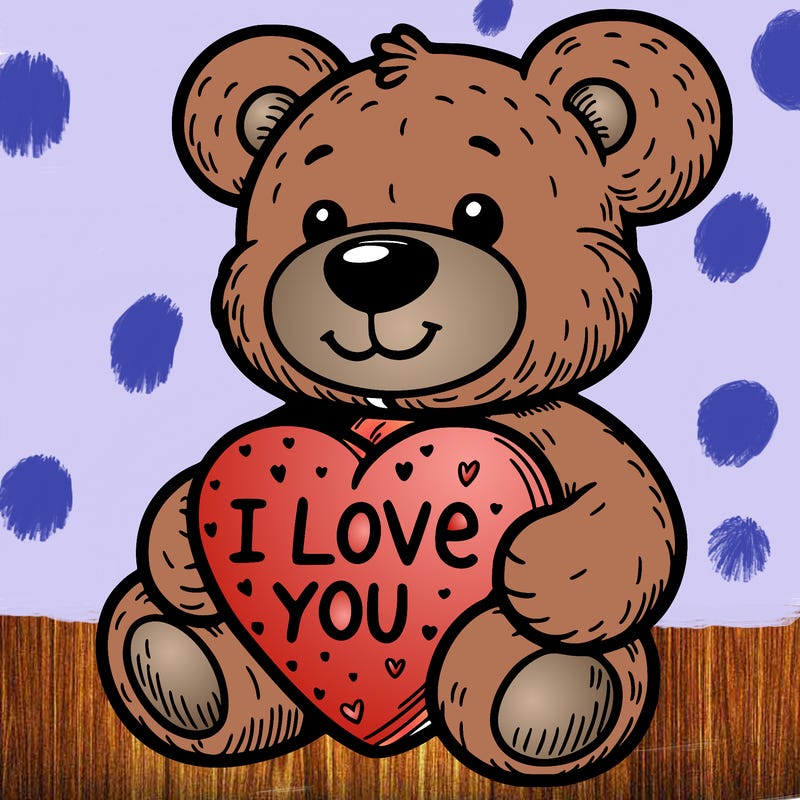 teddy bear holding an i love you heart