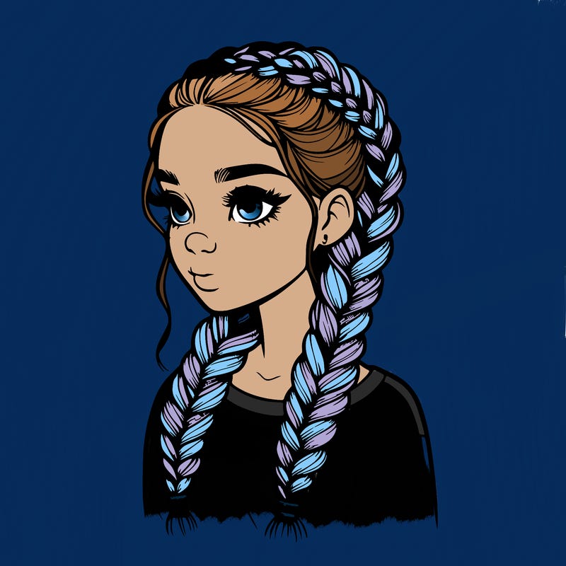 realistic girl with braids