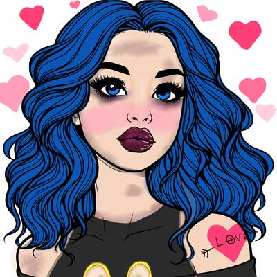 realistic girl with wavy hair and lips