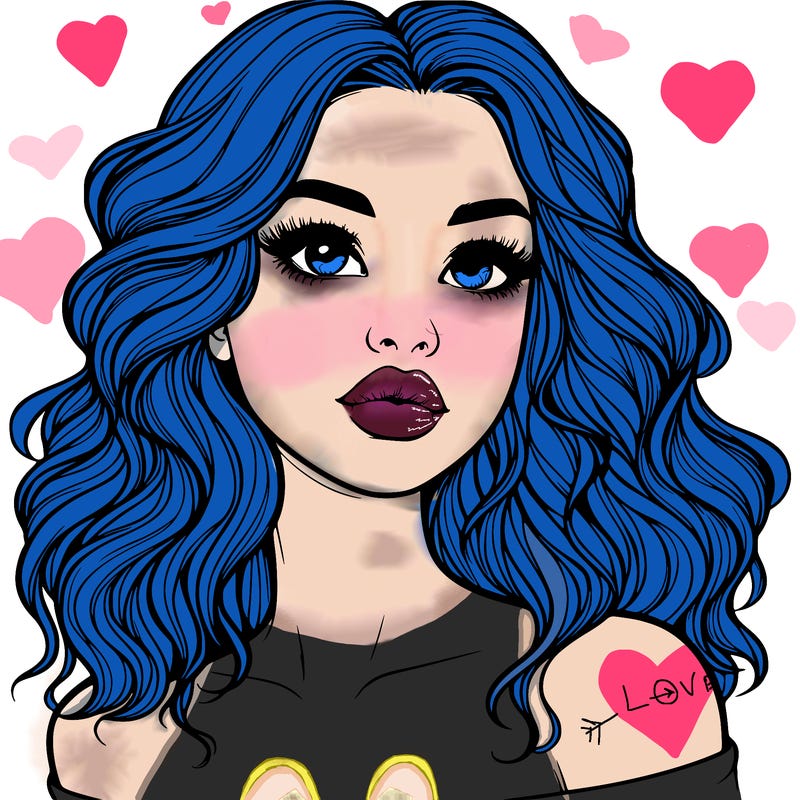 realistic girl with wavy hair and lips