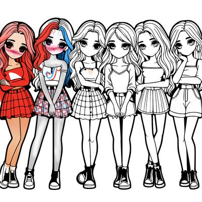 a group of girls realistic